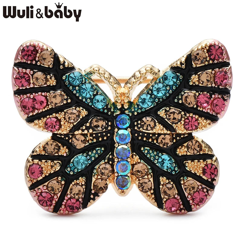 Wuli&baby Cute Shinning Butterfly Brooches For Women Unisex 3-color Beautiful Insects Clothes Collar Brooch Pins Gifts