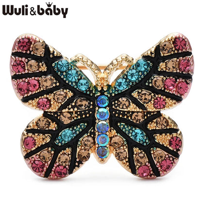 Wuli&baby Cute Shinning Butterfly Brooches For Women Unisex 3-color Beautiful Insects Clothes Collar Brooch Pins Gifts