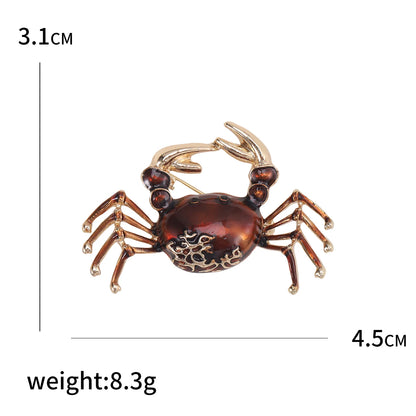 Enamel Rhinestone Crab Brooches For Women Unisex Animal Pins Multi-color Available Casual Party Accessories Gifts