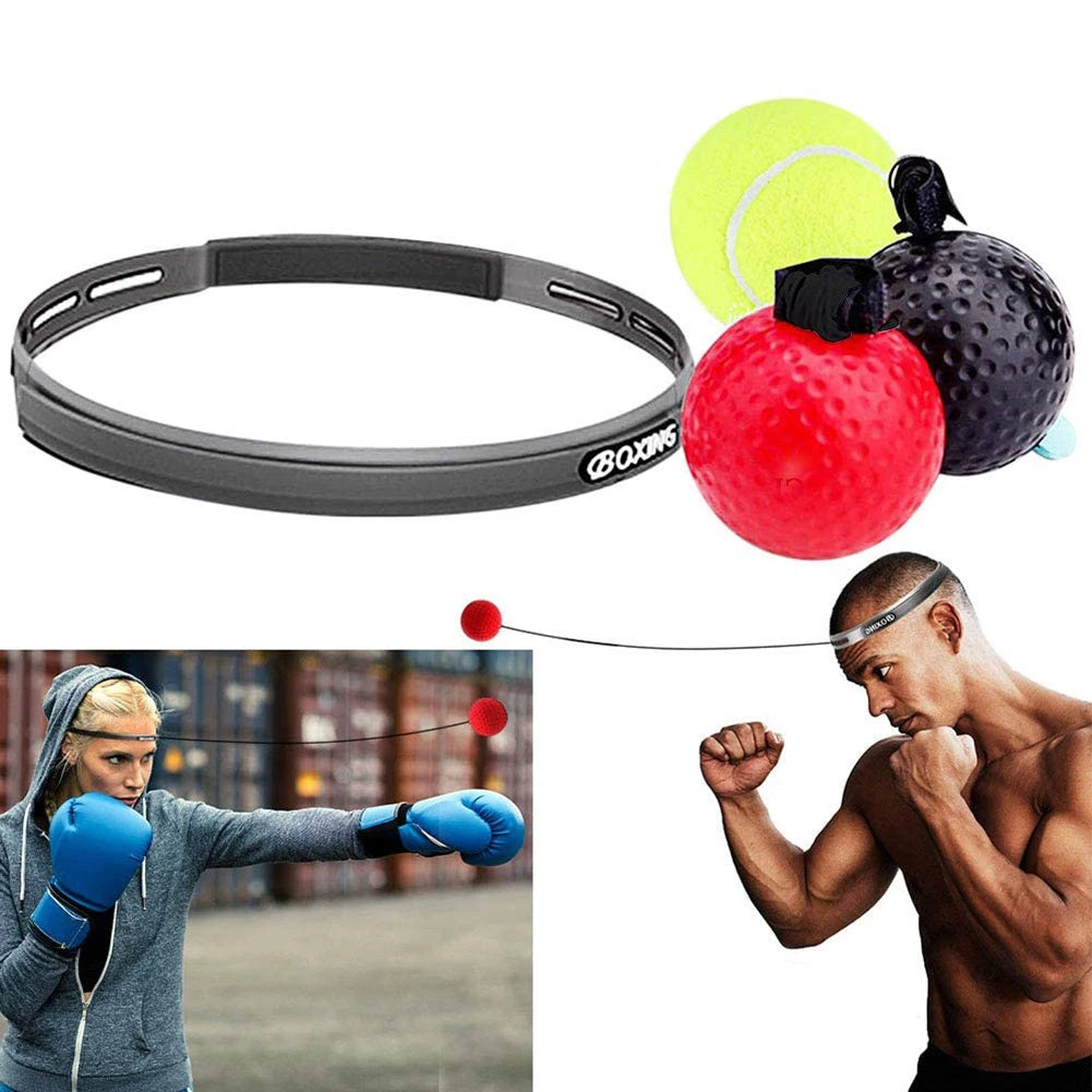 Boxing Reflex Speed Punch Ball Boxing Rubber Balls for Agility Reaction Training with Sweatband Fitness Equipments Accessories