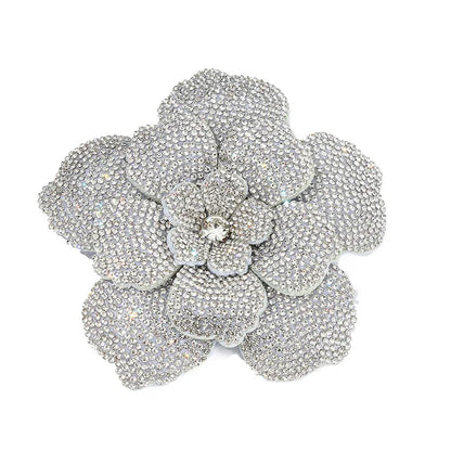 Three-dimensional Rhinestone Camellia Rose Brooch for Women's Fashion Pin High-end Luxury Jewelry Accessories Party Gift Corsage
