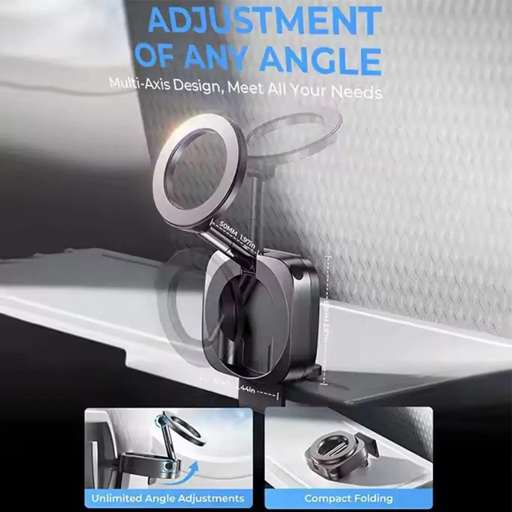 MagSafe Car Airplane Phone Holder Foldable 360° Rotation Dashboard Stand for iPhone 17 16 15 Travel Essentials Flight Compatible