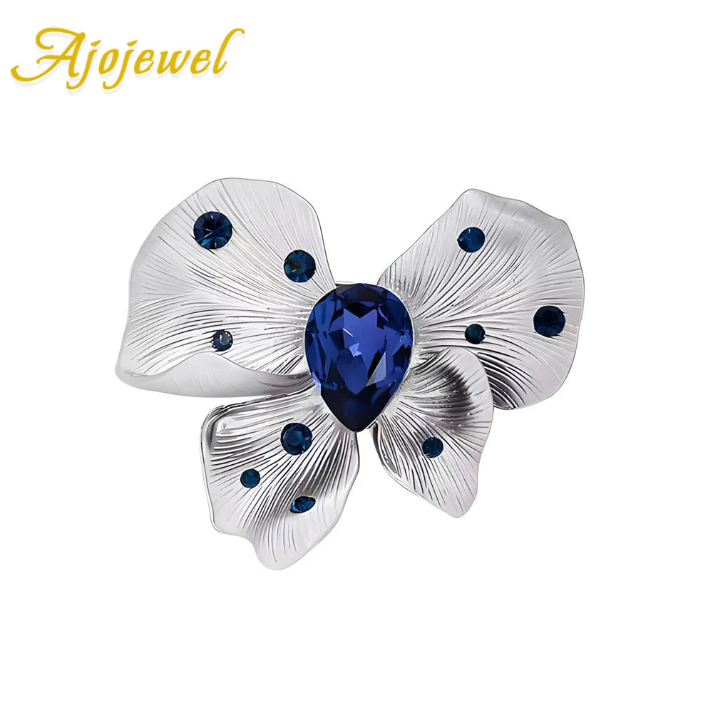Ajojewel Crystal Rhinetone Bowknot Brooches Pin New Design Costume Jewelry Accessories Gifts