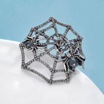 Wuli&baby Vintage Spiders Brooches For Women Unisex Rhinestone Spinning Web Insects Party Casual Brooch Pins Gifts