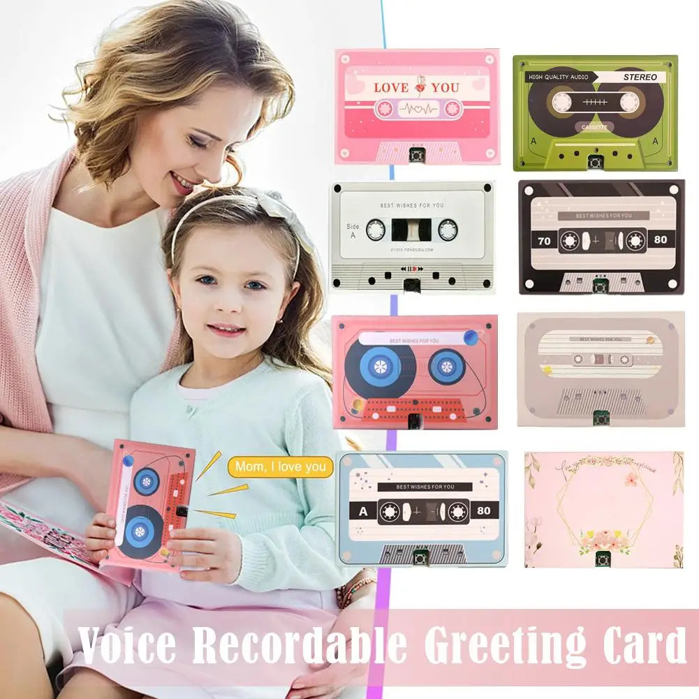 Voice Recordable Greeting Card 60 Seconds Recording Time Message Recorder Cassette Recording Voice Tape Greeting Card