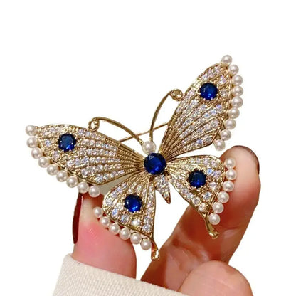 Fashion Luxury Pearl Rhinestone Butterfly Brooches For Women Clothing Coat Accessries Gifts