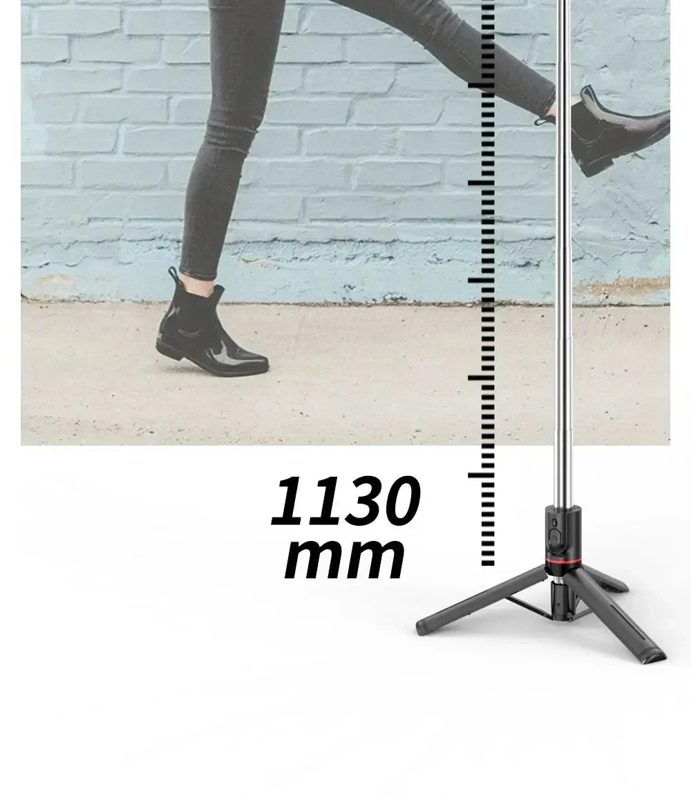 Wireless Selfie Stick for Smartphone 44 Inch Tripod with Bluetooth Remote Foldable Stand for Vlog Shooting Record