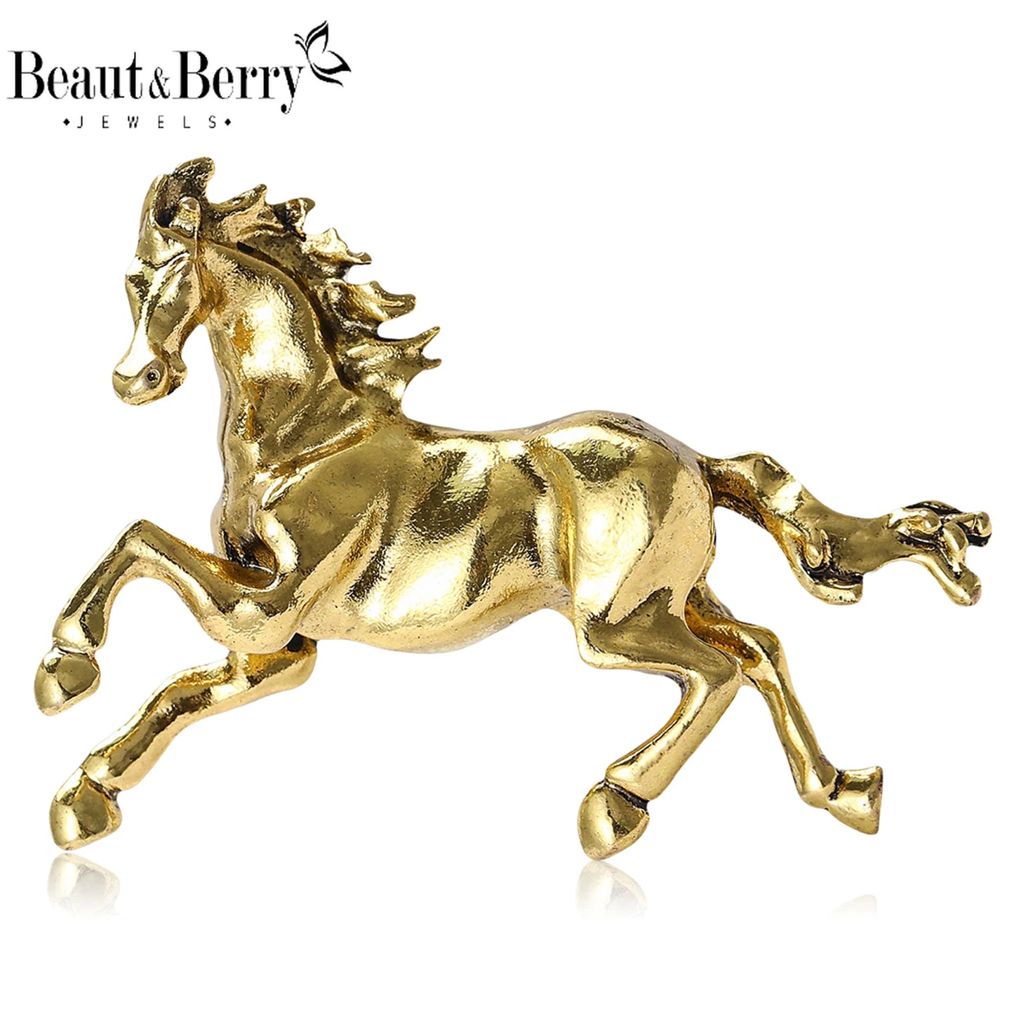 Beaut&Berry Classic Horse Brooches for Women Unisex Animal Pins Friends Party Gifts Banquet Jewellery Accessories