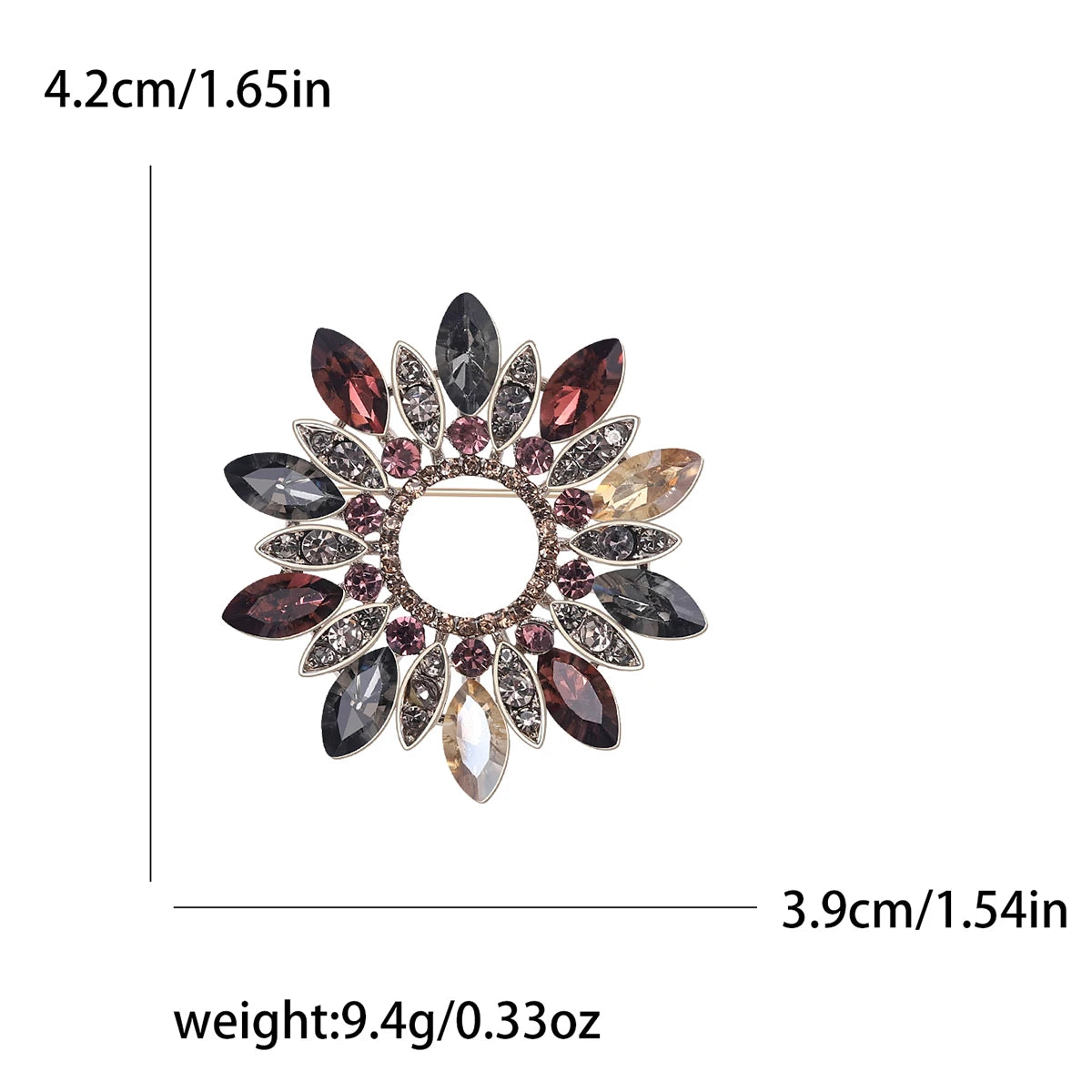 Beaut&Berry Luxury Rhinestone Wreath Brooches for Women Crystal Glass Pins Friends Party Gift Jewellery Accessories