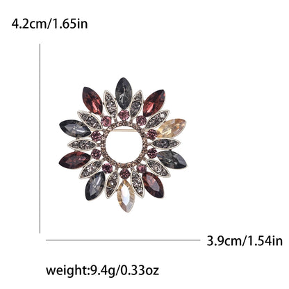 Beaut&Berry Luxury Rhinestone Wreath Brooches for Women Crystal Glass Pins Friends Party Gift Jewellery Accessories
