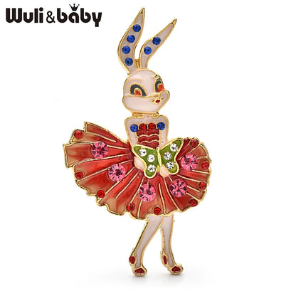 Wuli&baby Lovely Bunny Rabbit Brooches For Women Lady 2-color Enamel Wear Dress Rare Girl Party Casual Brooch Pins Gifts