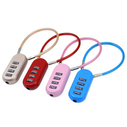 Zinc alloy 4 Digit Password Lock Wire Rope Anti-theft Backpack Zipper Lock Padlock Dormitory Cabinet Lock for Home&Travel