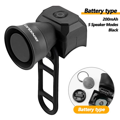 5 Modes Bicycle Horn Mountain Bike Mini Battery Waterproof Electronic Bike Bell Riding Equipment Children's Scooter Accessories