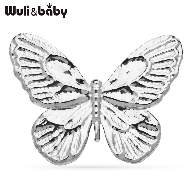 Wuli&baby Stainless Steel Butterfly Brooches For Women Unisex 2-color Beautiful Insects Office Casual Brooch Pins Gifts