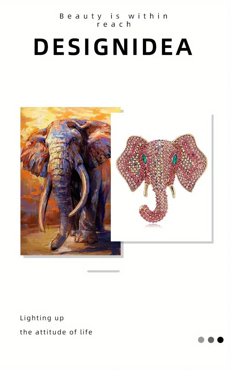 Vintage Women Men Fashion Palace Design Elephant Rhinestone Brooches Pins Retro Middle Unisex Suit Dress Badges Buckle Jewelry