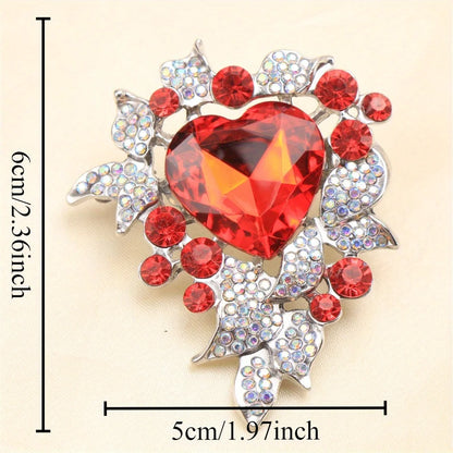 Baroque Luxury Beautiful Openwork Heart Design Brooch for Men and Women, Jewelry Accessories, Wedding Holiday Party Couple Gift