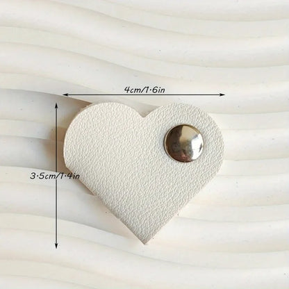 3pcs Heart-Shaped Faux Leather Cable Cord Winder Organizer Cable Management Clips for Headphones