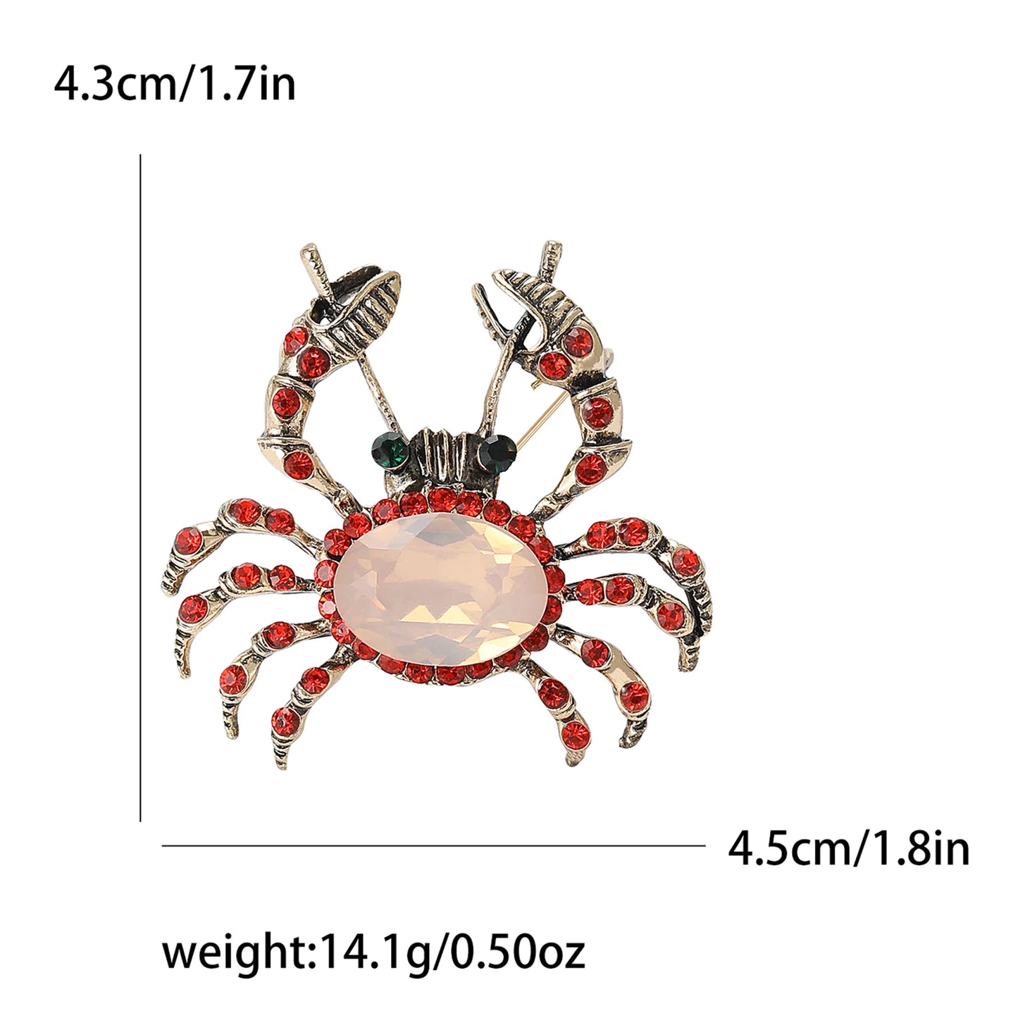 Enamel Rhinestone Crab Brooches For Women Unisex Animal Pins Multi-color Available Casual Party Accessories Gifts