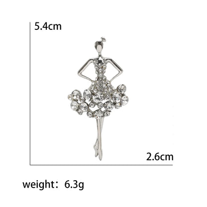 Rhinestone Ballerina Brooches for Women Acrylic Elf Pins Pearl Girls Accessories Office Party Friend Gifts
