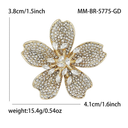 Beaut&Berry Luxury Rhinestone Cherry Blossom Brooches for Women Unisex Plant Pins Casual Party Jewelry Accessories Gifts