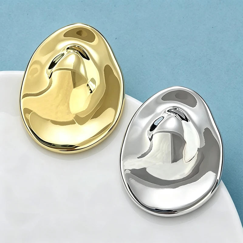 Wuli&baby Stainless Steel Oval Brooches For Women Men 2-color Geometric Round Office Casual Brooch Pins Gifts