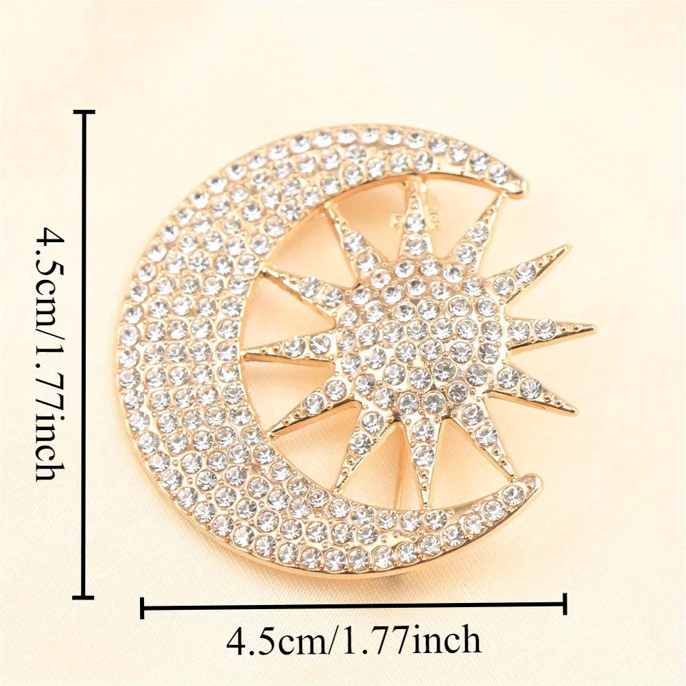 Baroque Luxury Beautiful Moon Star Design Men's Women's Brooch Pins，Jewelry Accessories, WeddingHolidayPartyCouple Surprise Gift