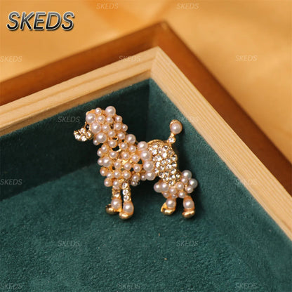 SKEDS Cute Dog Rhinestone Brooch for Women Multicolor Crystal Poodle Yorkshire Schnauzer Puppy Pin Animal Pet Jewelry Gift