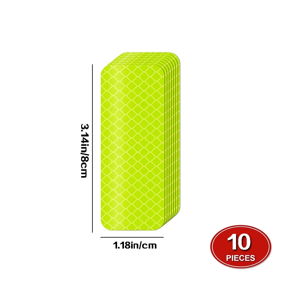 10 Reflective Stickers, Warning Safety Reflective Stickers, Pet Safety Warning Stickers 1.18 X 3.25inch Waterproof Night Vision Stickers, Suitable for Bicycles, Motorcycles, Clothing, Trailers, Helmets