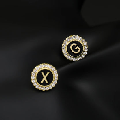 26 English Initials A-Z Brooches Classic Full Around Crystal Golden Alphabet Pins For Women Men Girls Clothes Bag Jewelry Gift