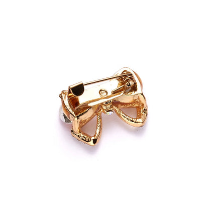 Delicate Full Rhinestone Bowknot Brooches For Women Fashion Luxury Crystal Bow Shaped Buckle Pins Clothes Badge Wedding Jewelry