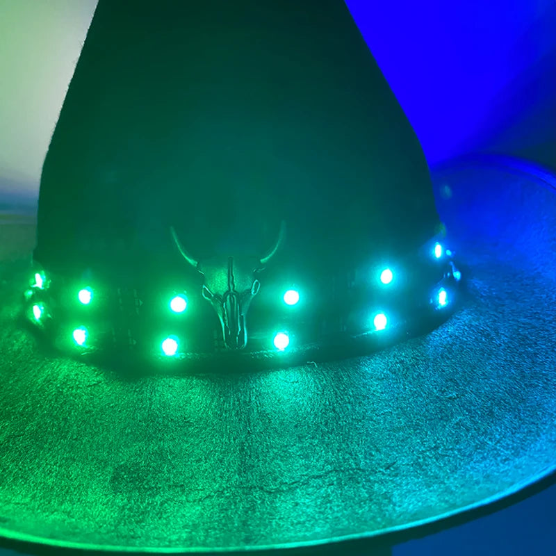 LED Glowing Cowgirl boy Hat Neon Luminous Bride Hat For Holiday Light Up Supplies Fluorescent Party Props Bachelorette Party Hat