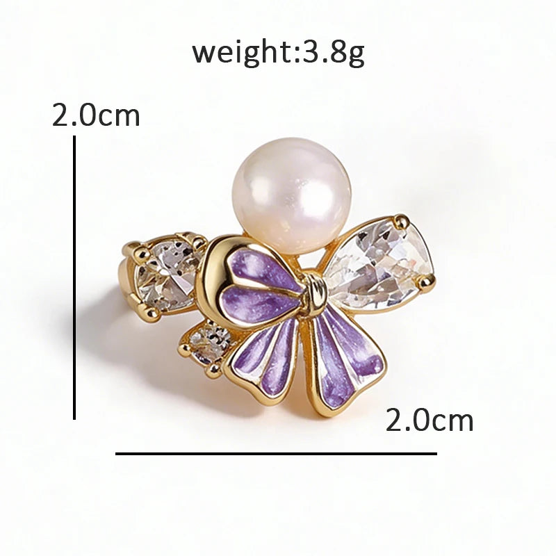 Wuli&baby Cute Bowknot Butterfly Collar Pins For Women Lady Purple Enamel Flower Insects Brooch Pins Fashion Jewelry Gifts