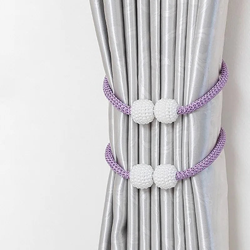 2pcs curtain tiebacks with magnetic buckles, curtain hanging ropes with magnets, a pair of curtain cord fasteners, versatile.