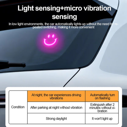 KEBIDUMEI 300mAh Smile Ambient Light Solar Powered Neon Light Car Decoration Rear Windshield Atmosphere Lights Car Accessories