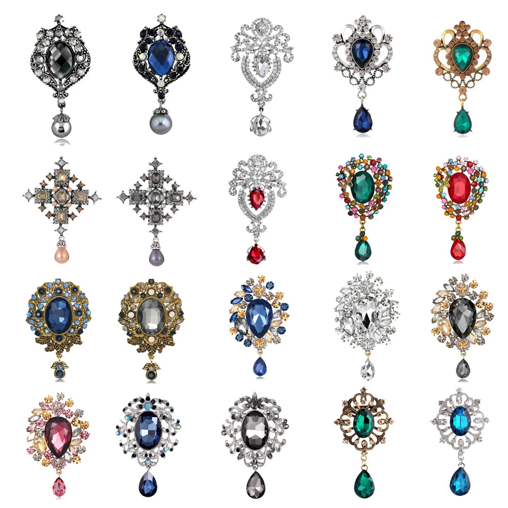 High fashion pins court vintage crystal brooch fashion pendant wedding women's brooch pin jewelry gifts