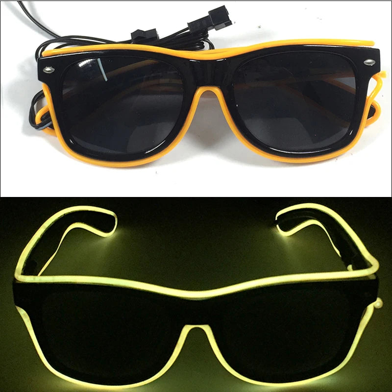 Light Up Led Glasses Neon Party Luminous Glasses EL Wire Glowing Sunglasses Novelty Gift for Adult Glow Bright Light Supplies
