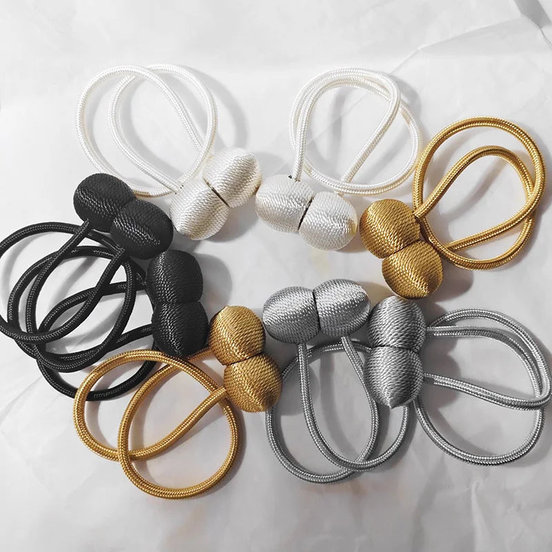 2pcs curtain tiebacks, a pair set, magnetic ropes, light luxury magnetic curtain buckles.