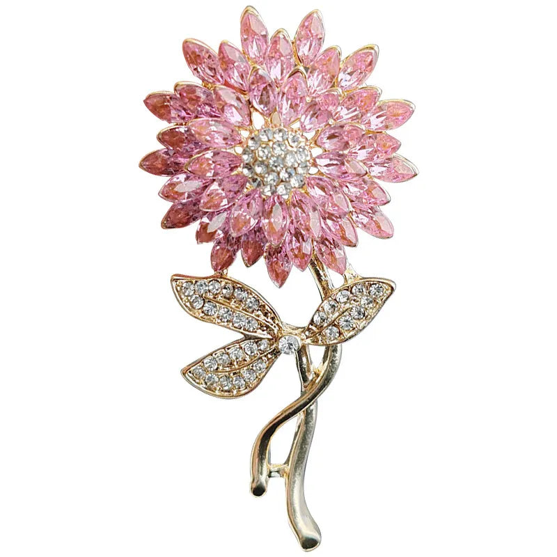 Fashion Crystal Rhinestone Bouquet Flower Brooch For Women Wedding Party Lapel Pin Suit Dress Jewelry Accessories Gifts