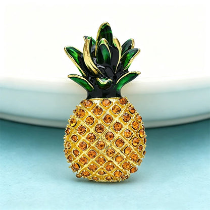Wuli&baby Sparkling Pineapple Brooches For Women Unisex Beautiful Rhinestone Fruits Plants Party Casual Brooch Pin Fashion Gifts