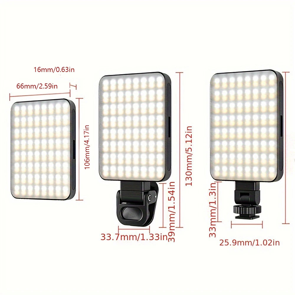 1pc Magnetic Fill Light,3000mAh Selfie Light,120LEDs,USB Charging,3 Light Modes,for Photography,Makeup,Video Conference,with Cli