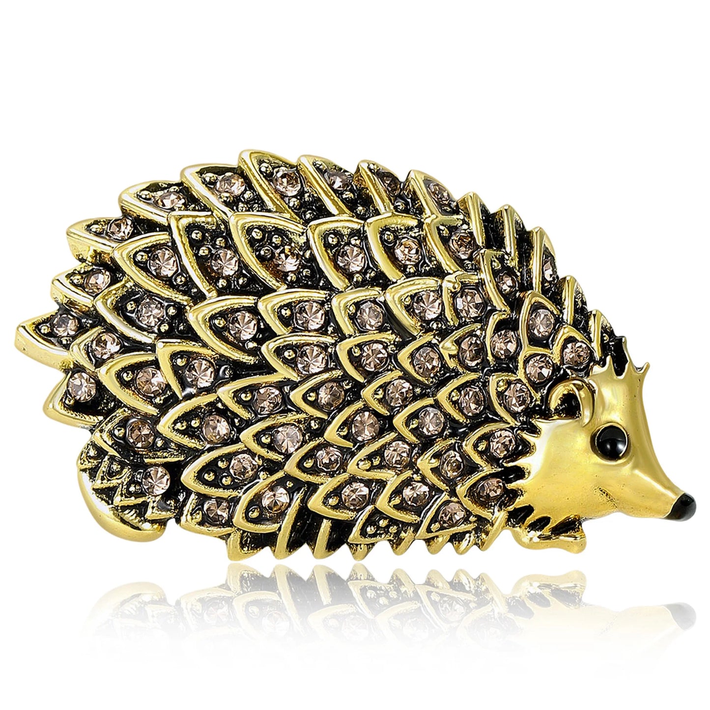 Beaut&Berry Classic Rhinestones Hedgehog Brooches for Women Unisex Animal Pins Casual Party Accessories Gifts Friend Decoration