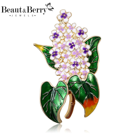 Beaut&Berry Luxury Enamel Hyacinth Brooches for Women Unisex Plant Pins Casual Party Jewelry Accessories Gifts Decoration