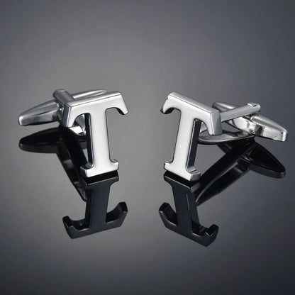 Simple Silver Color 26 Letter Cufflinks for men A to Z Alphabet Initial Cuff Links Business Suit Shirt Button Wedding Jewelry