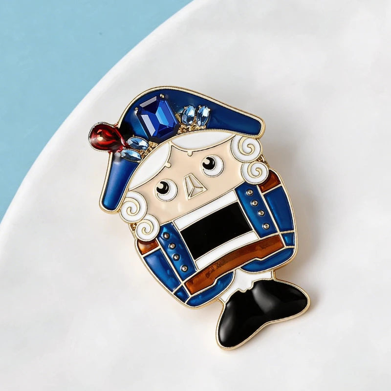 Wuli&baby Cute Enamel Nutcracker Brooches For Women Unisex 2-color Guard Soldier Figure Party Casual Brooch Pins Gifts