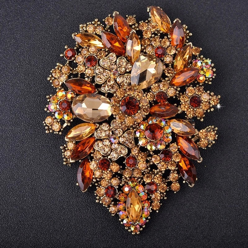SKEDS Exaggerated Luxury Full Crystal Waterdrop Flower Brooch Pin For Women Men Shining Boutique Decoration Party Wedding Badges