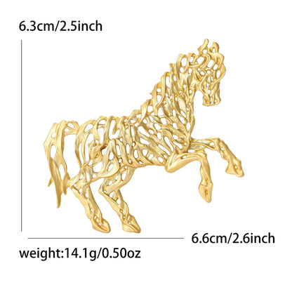 Beaut&Berry Fashion Enamel Hollow Horse Brooches for Women Animal Pins Casual Party Accessories Luxury Gifts Friends Decoration