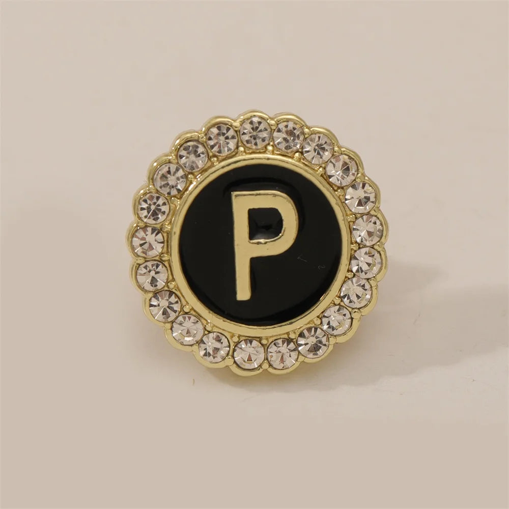 26 English Initials A-Z Brooches Classic Full Around Crystal Golden Alphabet Pins For Women Men Girls Clothes Bag Jewelry Gift
