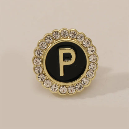 26 English Initials A-Z Brooches Classic Full Around Crystal Golden Alphabet Pins For Women Men Girls Clothes Bag Jewelry Gift