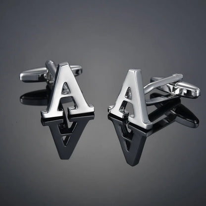 Simple Silver Color 26 Letter Cufflinks for men A to Z Alphabet Initial Cuff Links Business Suit Shirt Button Wedding Jewelry