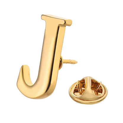 High Quality Classic Style Gold Letter A-Z Metal Brooch Women Men's Lapel Pin Women's Hat Scarf Backpack Badge Jewellery